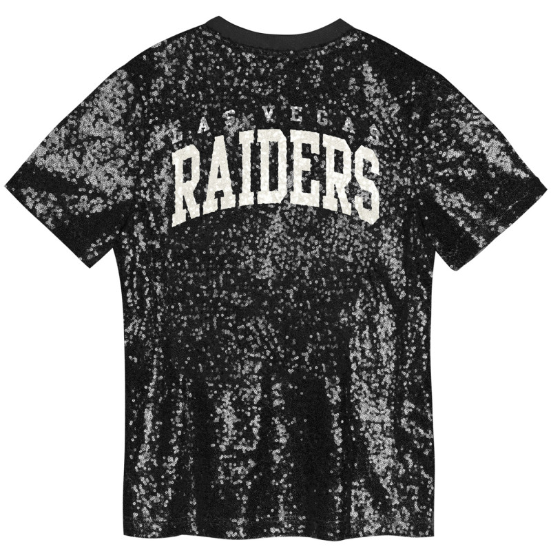 GIRLS YOUTH LAS VEGAS RAIDERS WORDMARK SEQUIN V-NECK TEE