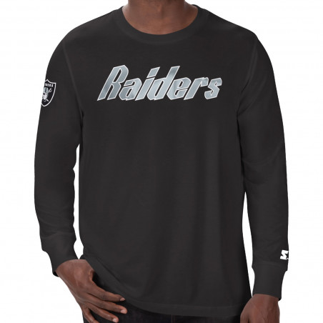 STARTER RAIDERS HERITAGE WORDMARK BLACK LONG SLEEVE TEE