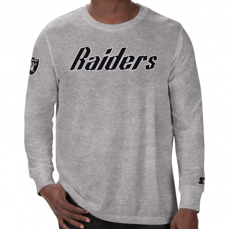 STARTER RAIDERS HERITAGE WORDMARK GRAY LONG SLEEVE TEE