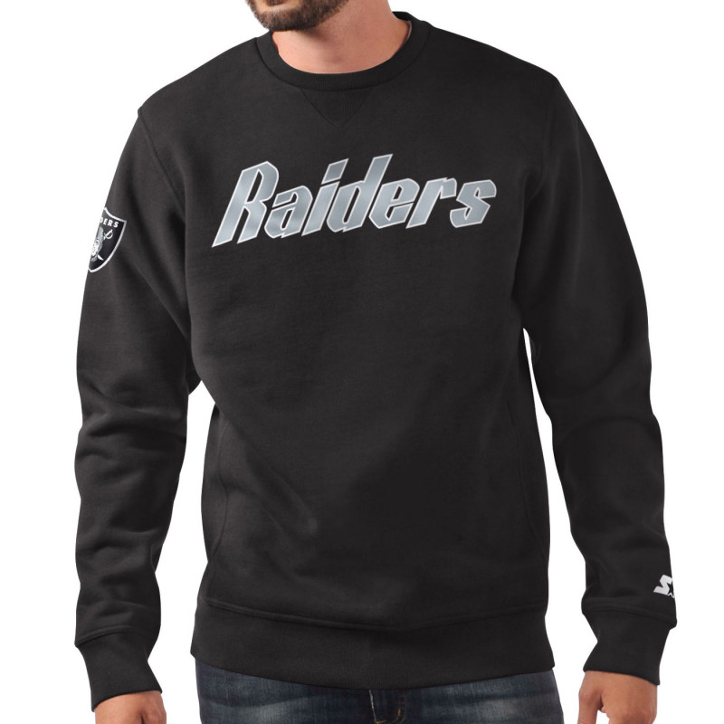 STARTER RAIDERS HERITAGE WORDMARK BLACK CREWNECK SWEATSHIRT