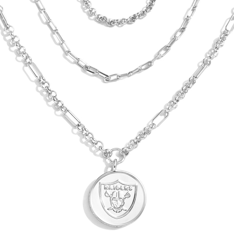 WEAR BY ERIN ANDREWS X BAUBLEBAR WOMENS RAIDERS LAYERED SHIELD NECKLACE