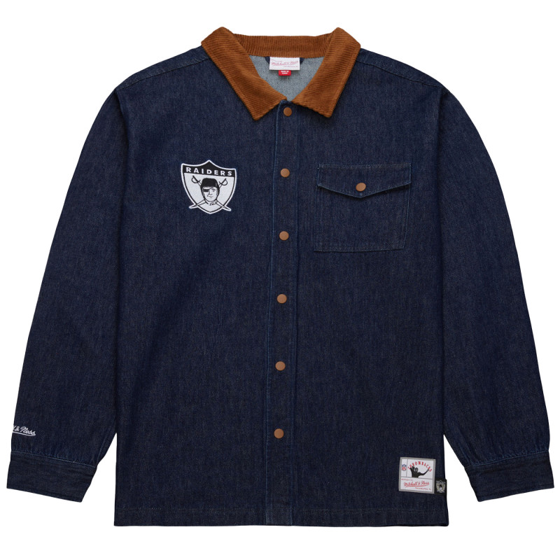 MITCHELL & NESS RAIDERS DENIM BUTTON UP