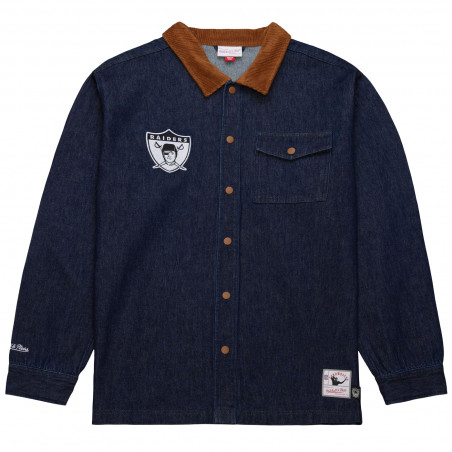 MITCHELL & NESS RAIDERS DENIM BUTTON UP