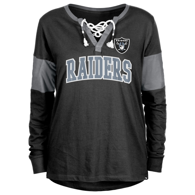 NEW ERA WOMENS LONG SLEEVE LACEUP TEE WITH SLEEVE INSERTS