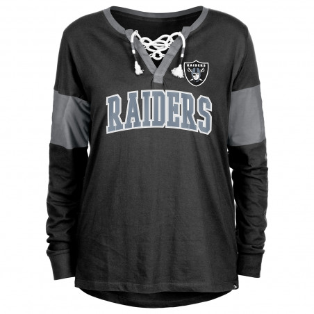 NEW ERA WOMENS LONG SLEEVE LACEUP TEE WITH SLEEVE INSERTS