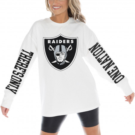 WOMENS RAIDERS GAME PLAN GLITTER PRINT LONG SLEEVE TEE