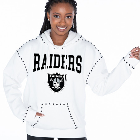 RAIDERS CATCH THE VIBE STUDDED DETAIL FRONT POCKET FLEECE HOODIE