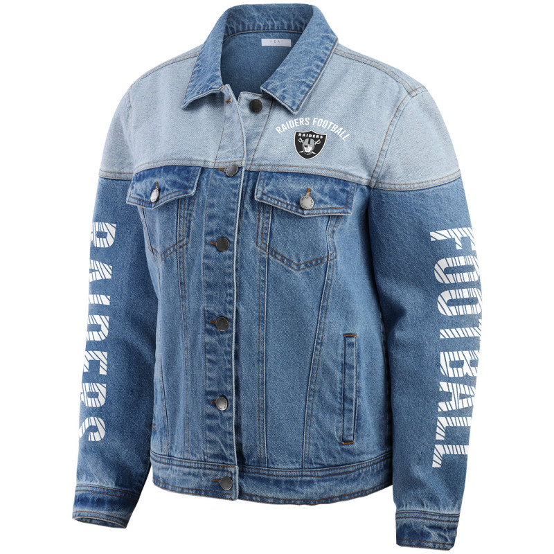 WEAR BY ERIN ANDREWS WOMENS RAIDERS DENIM JACKET
