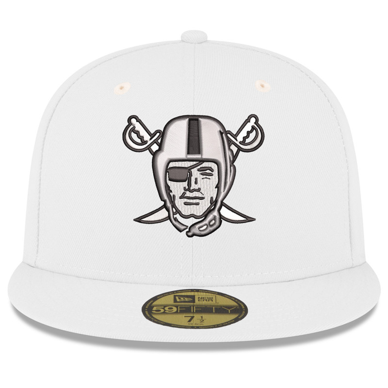 NEW ERA RAIDERS 59FIFTY PIRATE LOGO WHITE CAP