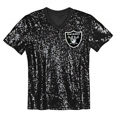 GIRLS YOUTH LAS VEGAS RAIDERS WORDMARK SEQUIN V-NECK TEE
