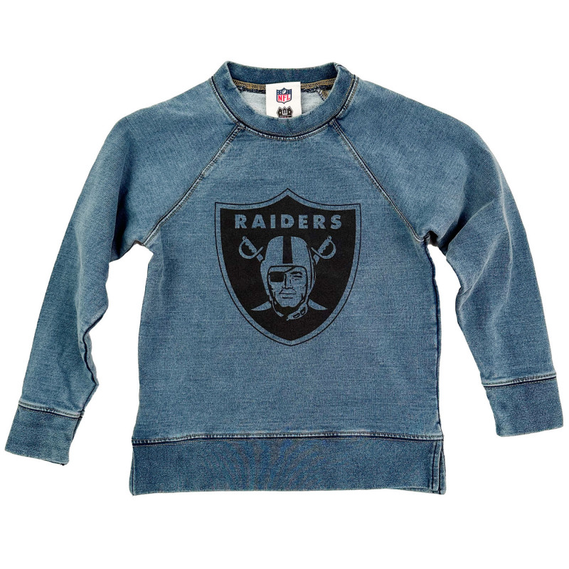 GIRLS YOUTH RAIDERS FRENCH TERRY DENIM RAGLAN CREWNECK SWEATSHIRT