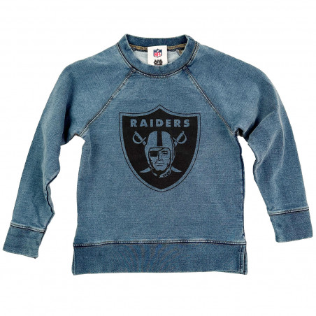 GIRLS YOUTH RAIDERS FRENCH TERRY DENIM RAGLAN CREWNECK SWEATSHIRT