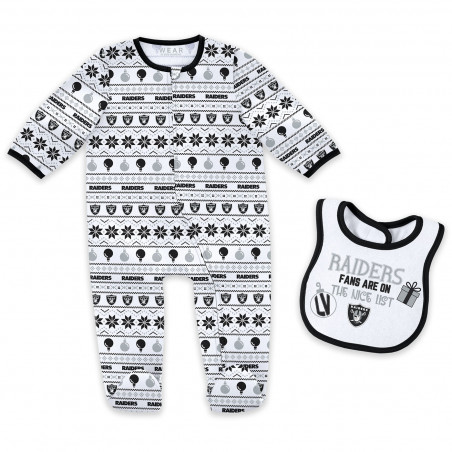 WEAR BY ERIN ANDREWS RAIDERS TWO PIECE CHRISTMAS SLEEP AND PLAY WITH BIB