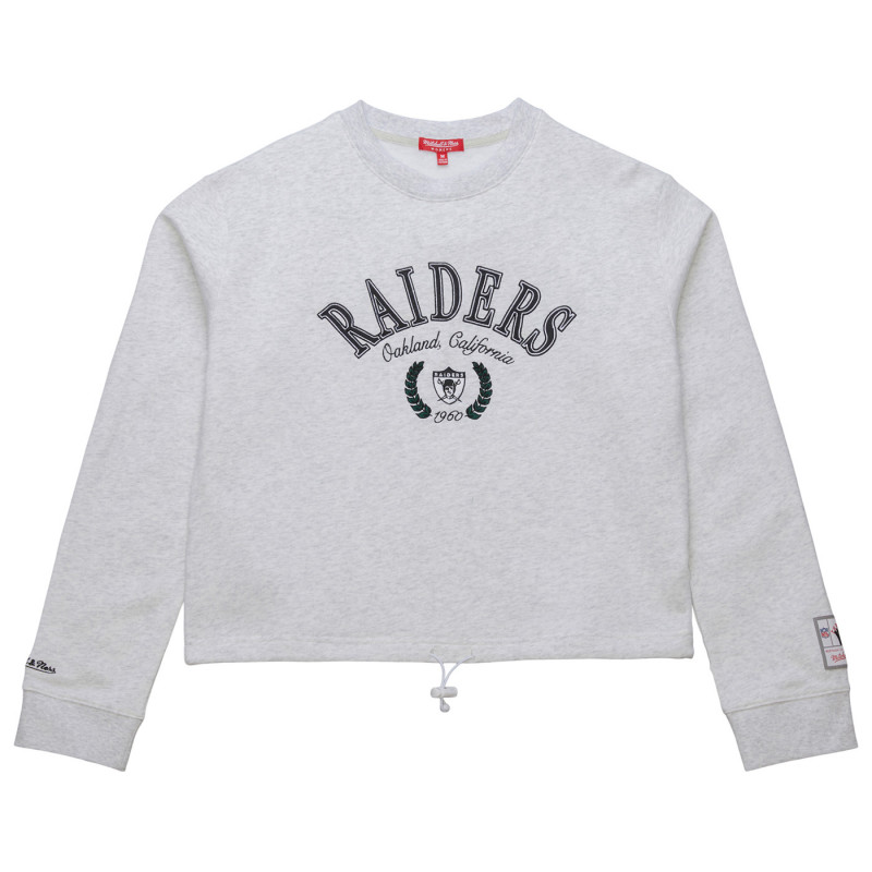 Mitchell & Ness Womens Oakland Raiders Crop Fleece Toggle Crewneck Sweatshirt | Official Oakland Raiders Womens Crewneck Sweatsh