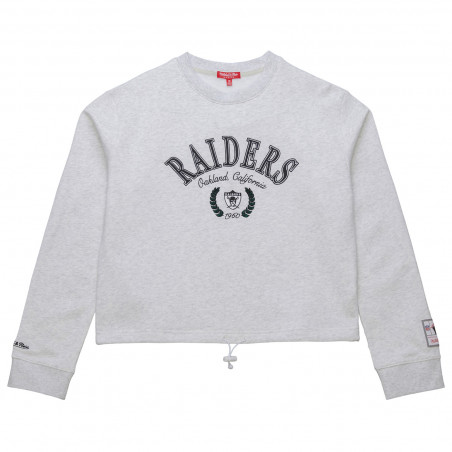 Mitchell & Ness Womens Oakland Raiders Crop Fleece Toggle Crewneck Sweatshirt | Official Oakland Raiders Womens Crewneck Sweatsh