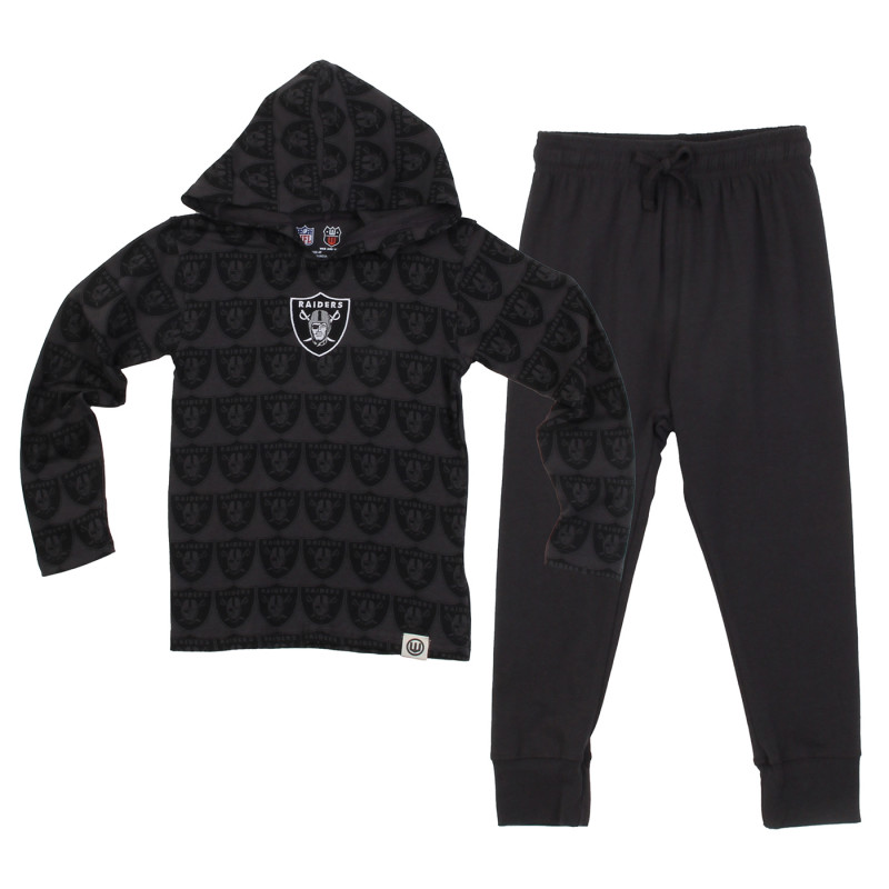 TODDLER RAIDERS ALL OVER SHIELD HOODED LONG SLEEVE TEE AND PANTS SET