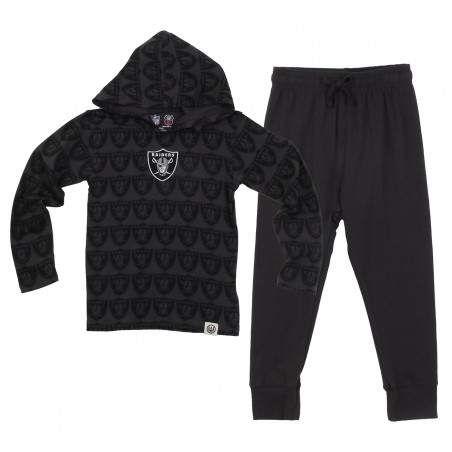 TODDLER RAIDERS ALL OVER SHIELD HOODED LONG SLEEVE TEE AND PANTS SET