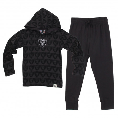 INFANT RAIDERS ALL OVER SHIELD HOODED LONG SLEEVE TEE AND PANTS SET