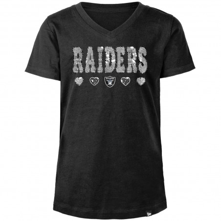NEW ERA GIRLS YOUTH RAIDERS FLIP SEQUIN V-NECK TEE