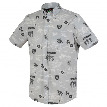 RAIDERS GAME DAY GRAY BUTTON UP SHIRT