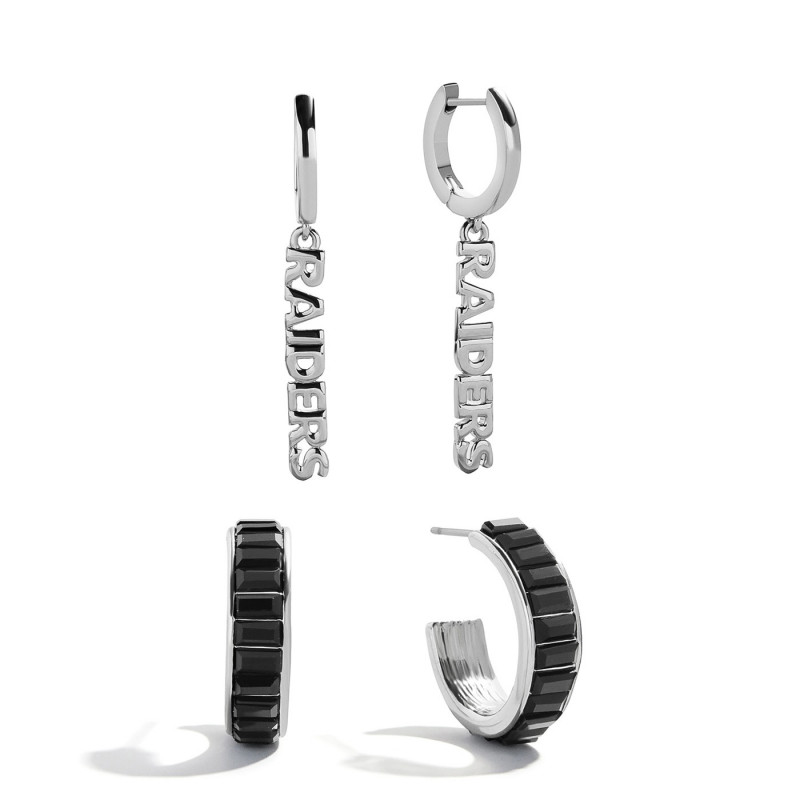 RAIDERS BAGUETTE HOOP EARRING SET OF 2