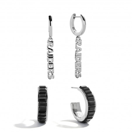 WOMENS RAIDERS BAGUETTE HOOP EARRINGS SET OF 2