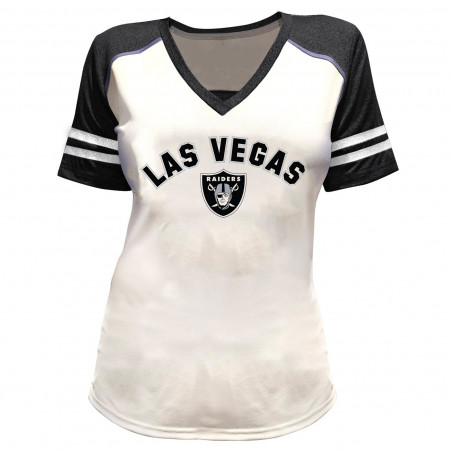 RAIDERS WOMENS PLUS RHINESTONE & GLITTER VNECK TEE