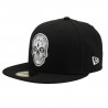 NEW ERA RAIDERS 59FIFTY BLACK AND WHITE SUGAR SKULL CAP