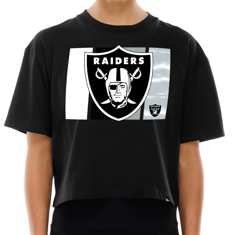 New Era Womens Raiders Sport Night Foil Crop Tee | Official Raiders Womens Tee Sale