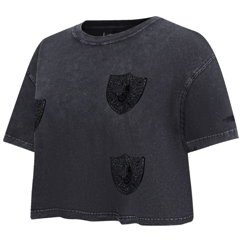 Pro Standard Womens Raiders Vintage Crystalline Enzyme Wash Boxy Tee | Official Raiders Womens Tee Sale