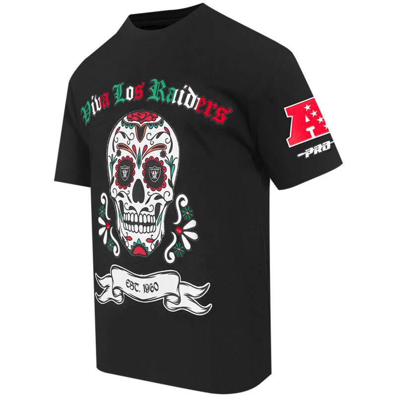 PRO STANDARD VIVA LOS RAIDERS SUGAR SKULL DROP SHOULDER TEE