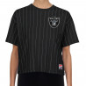 NEW ERA WOMENS RAIDERS SHIELD THROWBACK STRIPED TEE