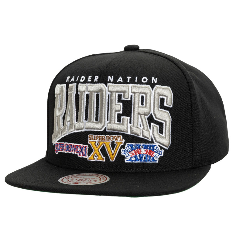 MITCHELL & NESS RAIDERS SUPER BOWL CHAMPIONS STACK SNAPBACK CAP