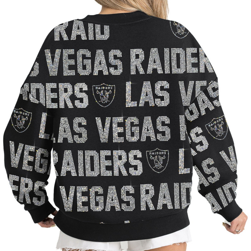 WOMENS LAS VEGAS RAIDERS HYPE ERA RHINESTONE CREWNECK SWEATSHIRT