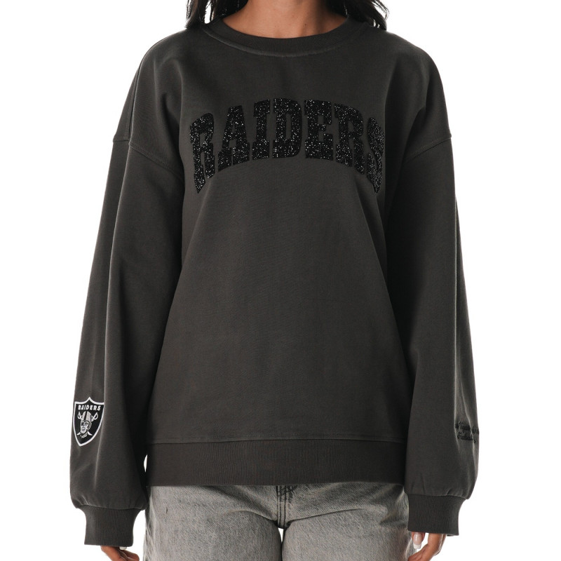 WOMENS RAIDERS OVERSIZED CRYSTAL CREWNECK SWEATSHIRT