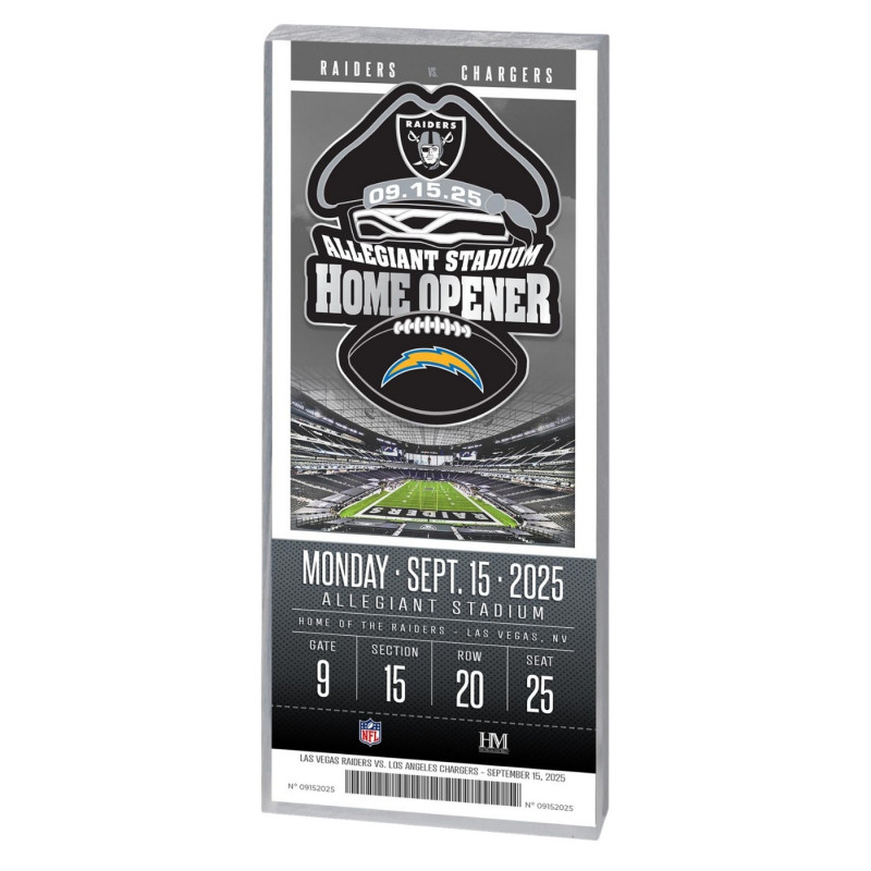 RAIDERS VS. CHARGERS 2025 GAME DAY ACRYLIC TICKET
