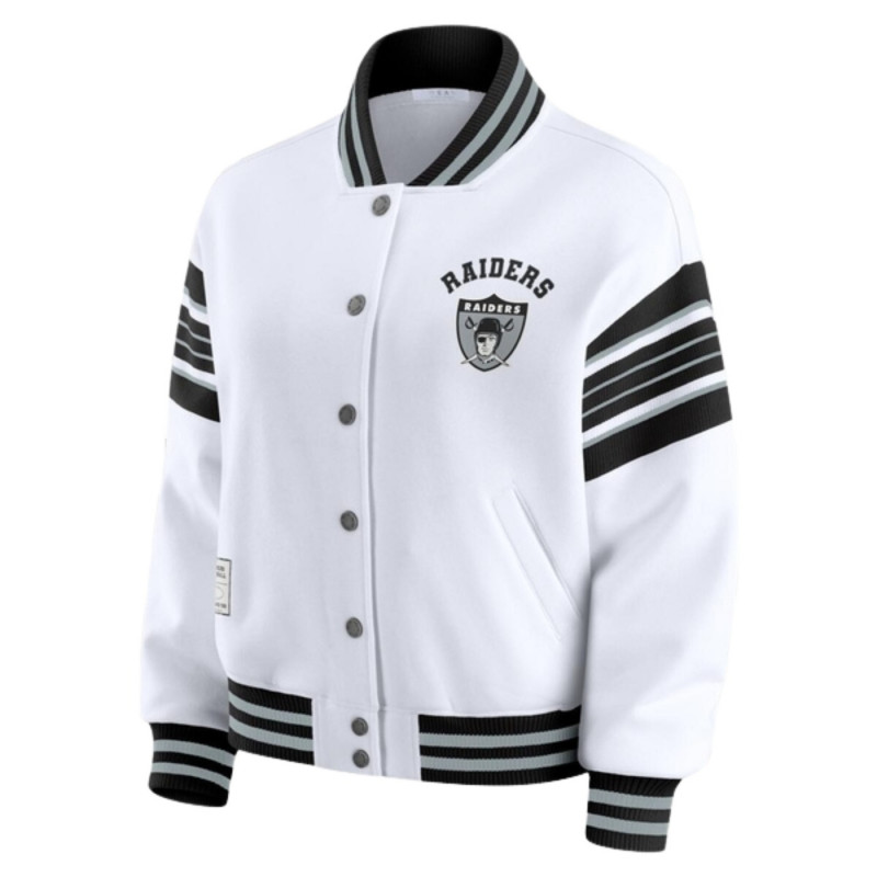 WEAR BY ERIN ANDREWS WOMENS RAIDERS SNAP FRONT FLEECE JACKET