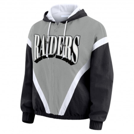 WEAR BY ERIN ANDREWS WOMENS RAIDERS FULL-ZIP HOODED WINDBREAKER JACKET
