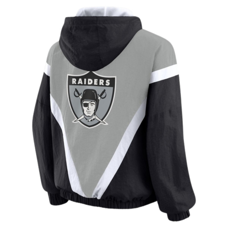 WEAR BY ERIN ANDREWS WOMENS RAIDERS FULL-ZIP HOODED WINDBREAKER JACKET