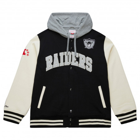 MITCHELL & NESS RAIDERS COURTSIDE FLEECE BUTTON FRONT JACKET