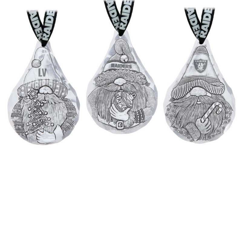 LAS VEGAS RAIDERS 2X3 3-PIECE GNOMES ORNAMENT SET