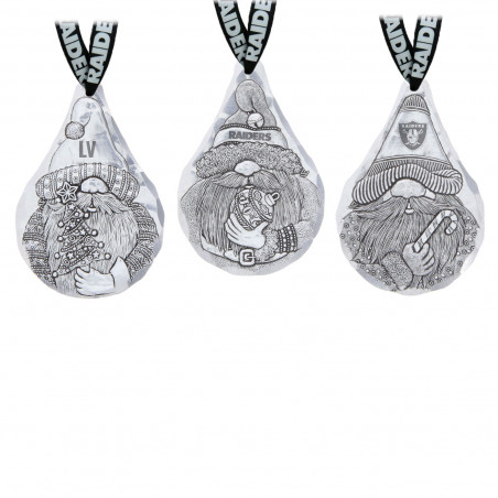 LAS VEGAS RAIDERS 2X3 3-PIECE GNOMES ORNAMENT SET