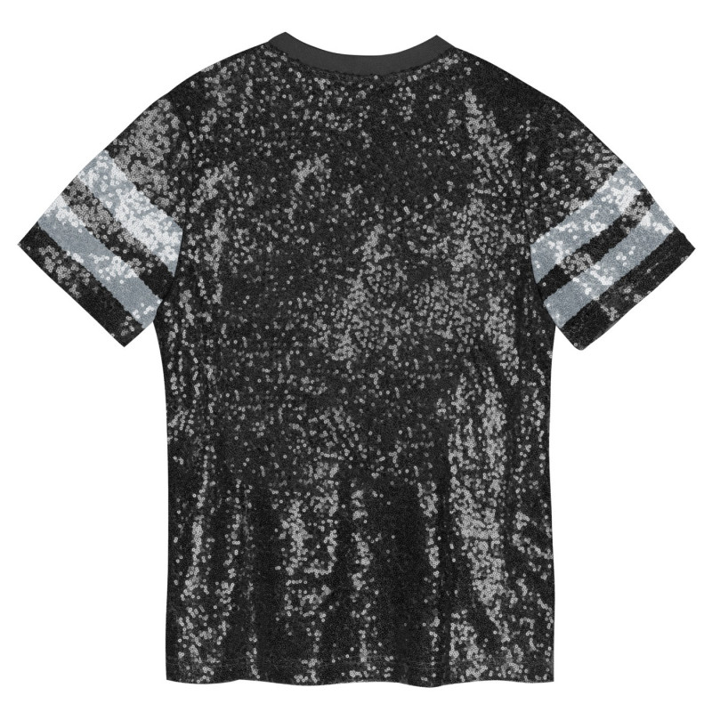 GIRLS YOUTH RAIDERS GLAM STRIPE SEQUIN V-NECK TEE