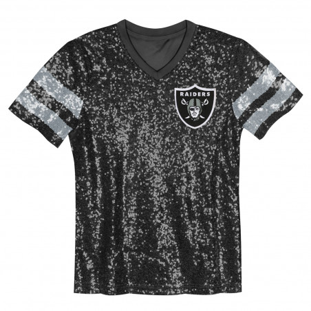 GIRLS JUVENILE RAIDERS GLAM STRIPE SEQUIN TEE
