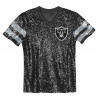 GIRLS JUVENILE RAIDERS GLAM STRIPE SEQUIN V-NECK TEE
