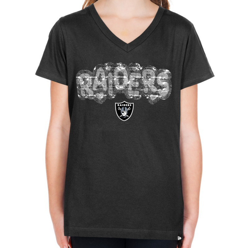 NEW ERA GIRLS YOUTH RAIDERS V-NECK FLIP SEQUIN TEE