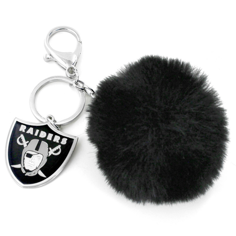 RAIDERS RHINESTONE PUFF KEYCHAIN WITH TASSEL