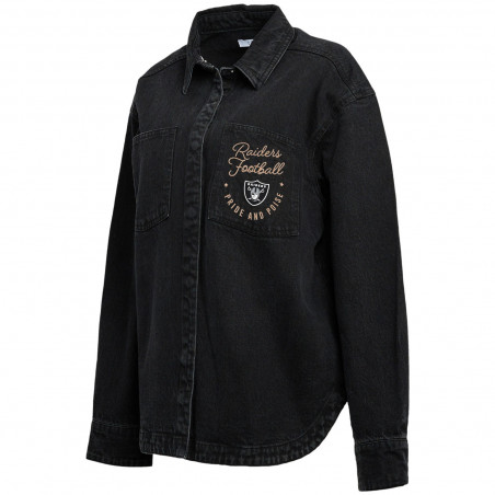WEAR BY ERIN ANDREWS WOMENS RAIDERS WASHED OVERSIZED BUTTON DOWN SHIRT