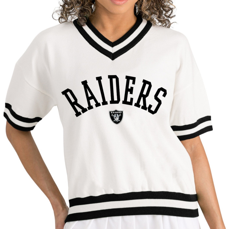 WOMENS RAIDERS INFINITE CHARM VNECK SHORT SLEEVE SWEATER