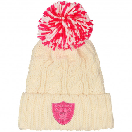 GIRLS PINK POM CUFFED KNIT